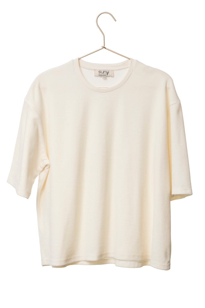 Tee-shirt HERMINE en velours beurre frais – coton bio GOTS, col rond et manches au coude