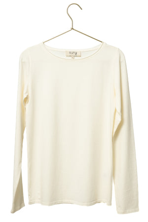 Tee-shirt JUNE beurre frais femme en coton bio manches longues avec col roulotté Suny