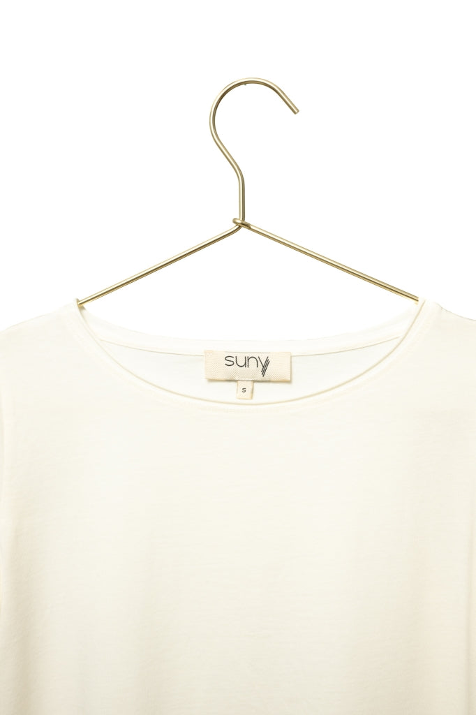 Tee-shirt JUNE beurre frais femme en coton bio manches longues avec col roulotté Suny