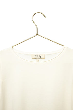 Tee-shirt JUNE beurre frais femme en coton bio manches longues avec col roulotté Suny
