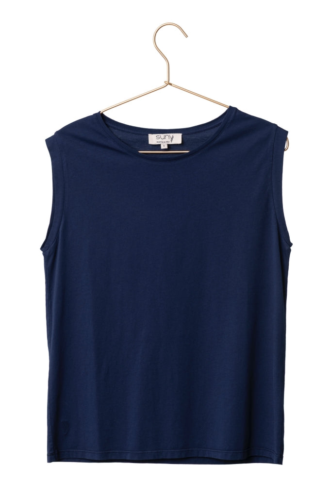 Débardeur Relax Suny marine foncé, coupe droite, col rond, coton bio