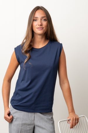 Débardeur Relax Suny marine foncé, coupe droite, col rond, coton bio