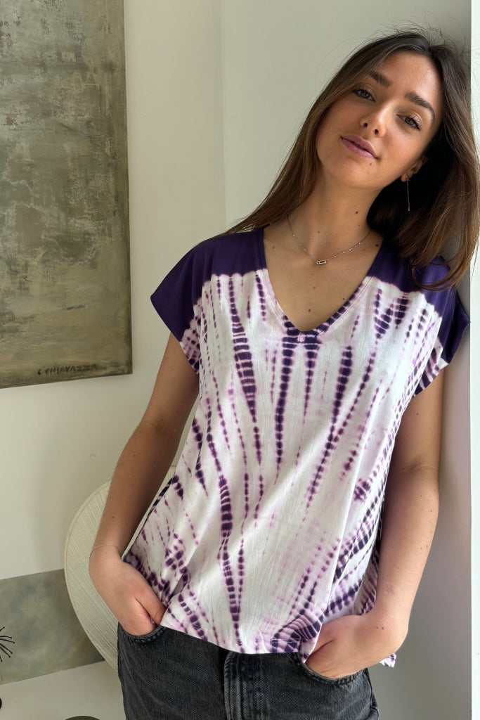 tee shirt rock femme coton bio Tie & Dye violet