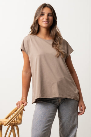 Tee-shirt ROCKY Suny taupe – coupe loose en coton bio certifié GOTS