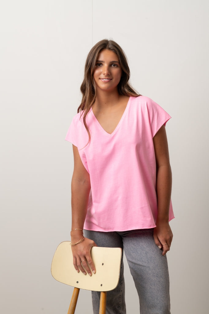 Tee shirt en coton bio ROCKY V SUNY rose malabar