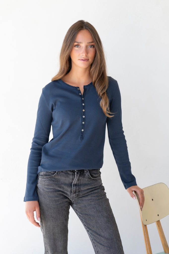 Tee-shirt tunisien SUNY en coton bio couleur bleu marine