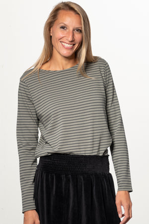 Navy suny marinière femme coton bio certifié GOTS gris kaki