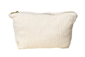 trousse de toilette en éponge bouclette écru 