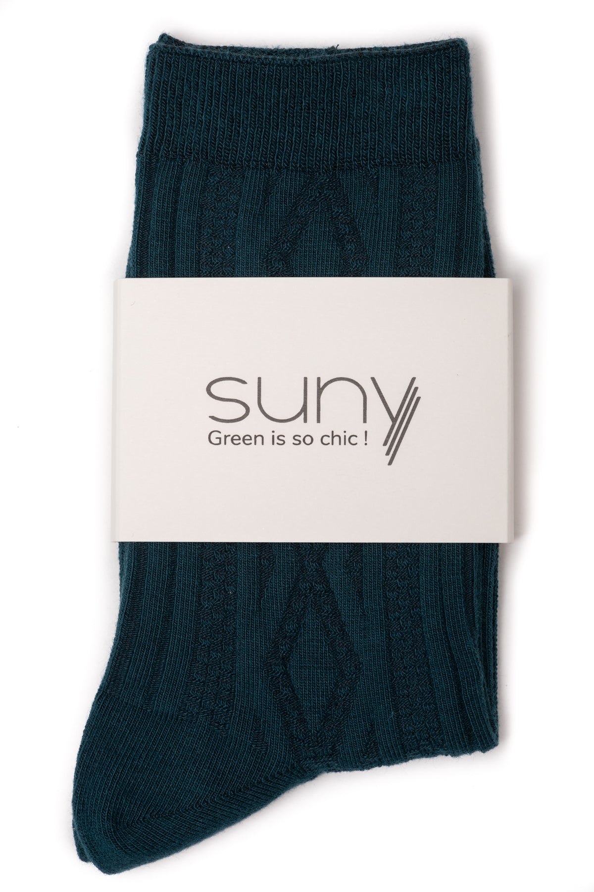 Fanette chaussette torsadée coton bio femme fabriqué en france vert canard