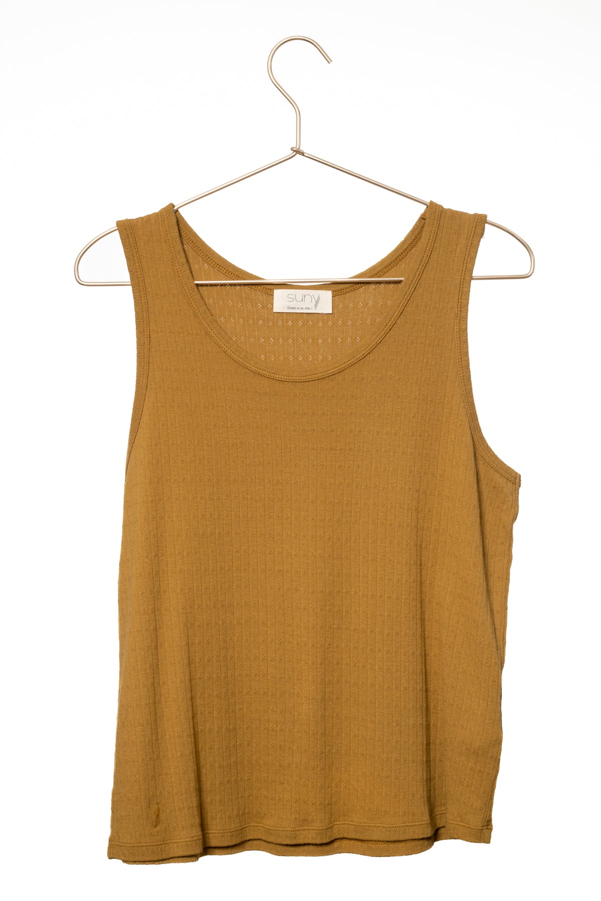 Débardeur suny col rond en coton biologique pour femme fabrication locale et certifiée GOTS havane, tabac, marron