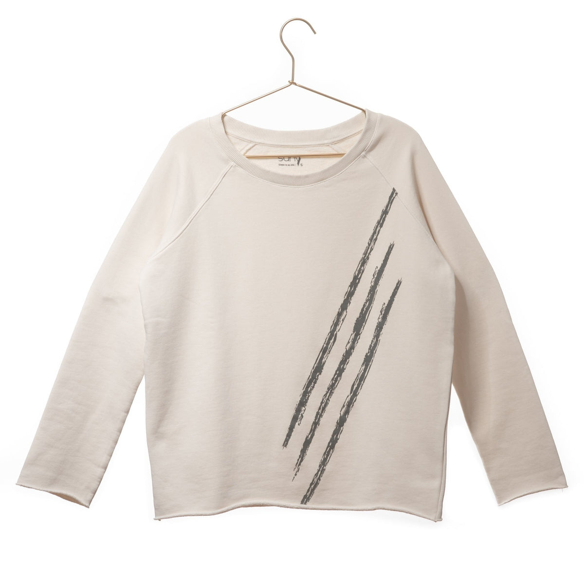 weat femme col rond evase molleton bio forme droite ecru print graphique easy suny