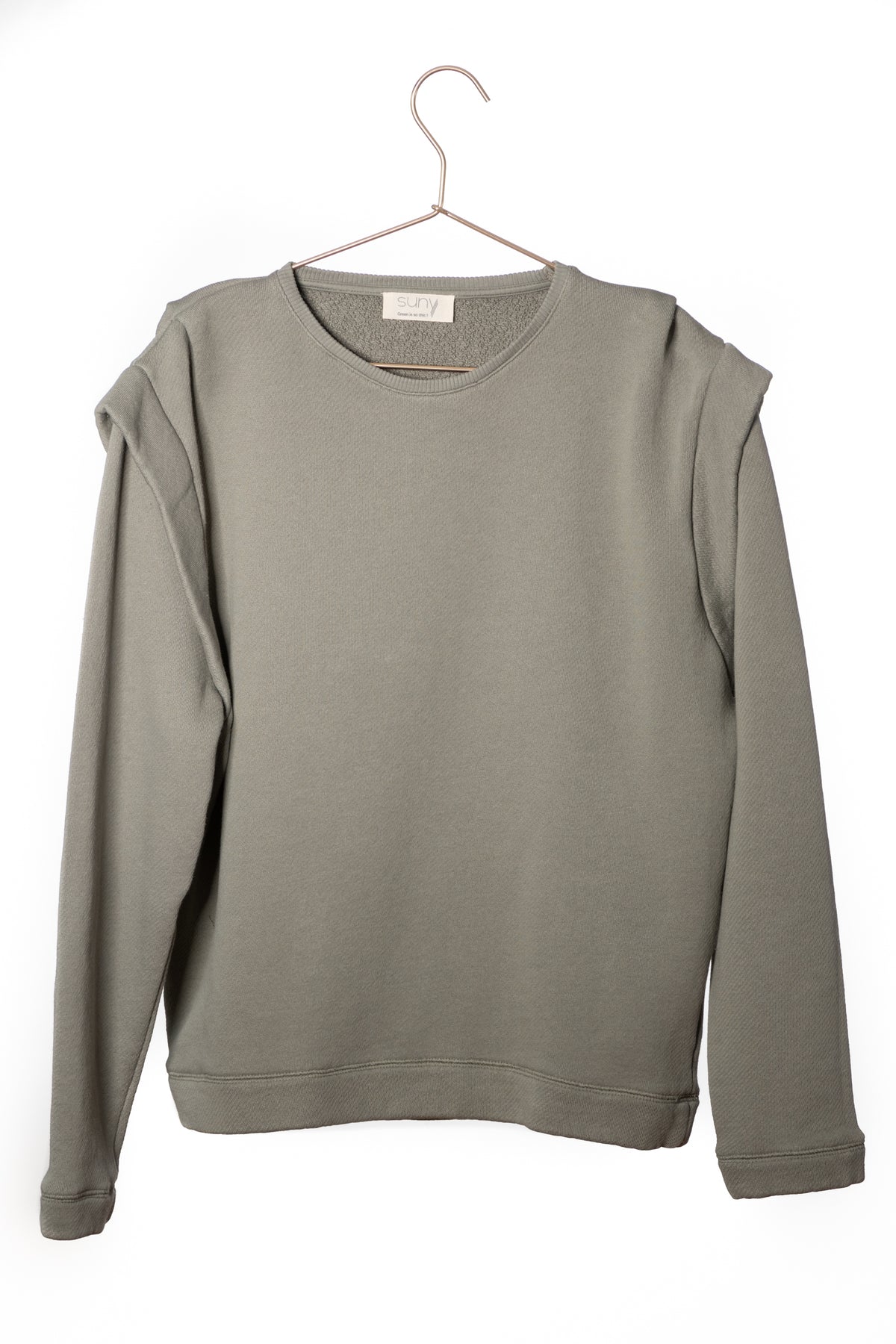 Britt sweat shirt teint en pièce écologique épaulette femme éthique gris kaki