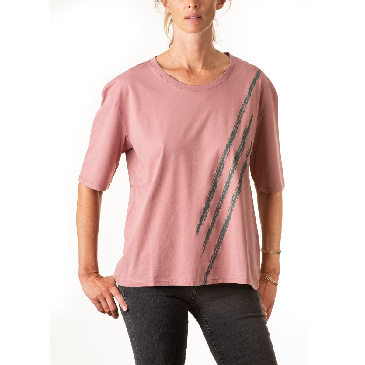 Tee shirt en coton bio SUNY LOOSE PRINT rose de vigne