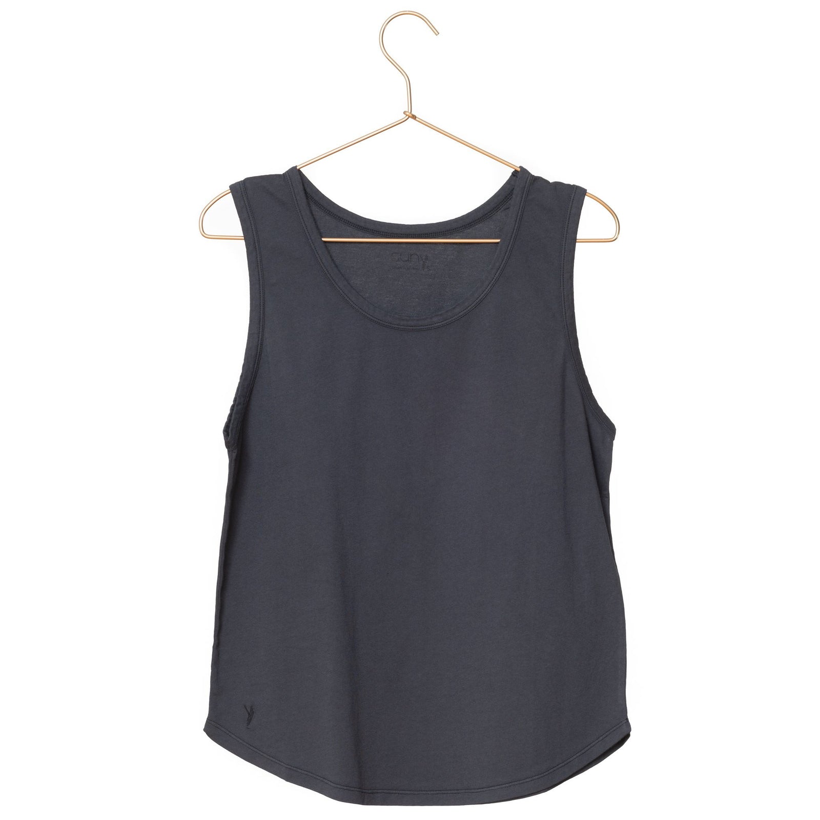 T shirt femme debardeur col rond evase coton bio souple forme ajustée noir marcel suny