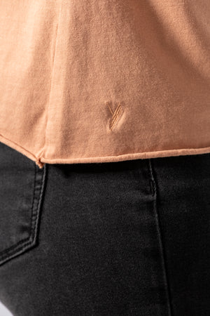 Tee shirt femme manche courte rock court et ample en coton bio GOTS éco responsable sans couture oversize col rond rose des sables, rose doux, rose corail, rose brun, rose orange, vieux rose, rose ancien, rose beige, rose caramel
