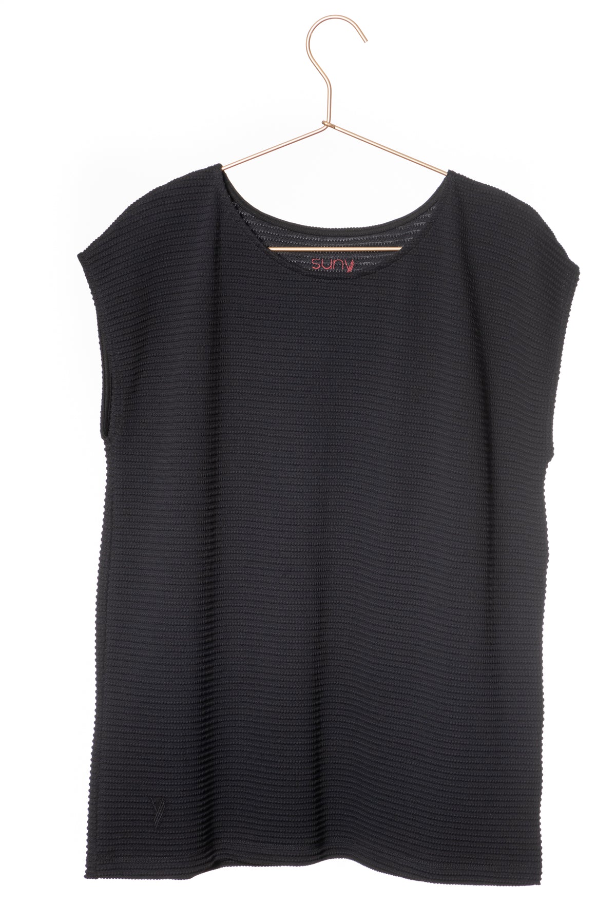 T shirt femme manche courte coupe droite uni coton bio GOTS eco responsable col rond évasé noir, charbon, noir intense