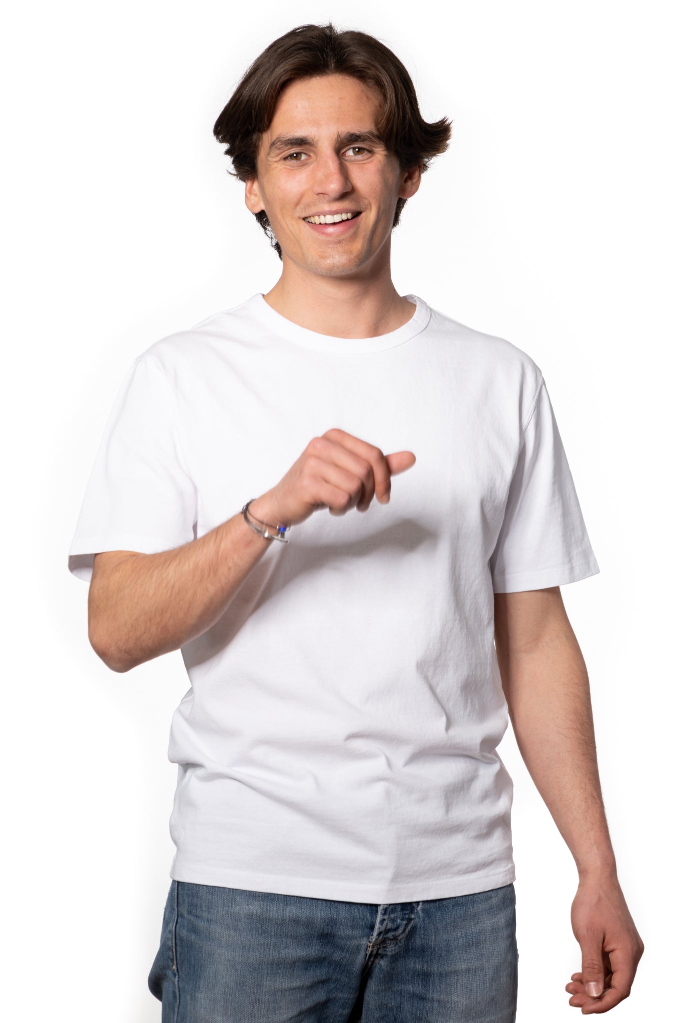 Tee-shirt basique homme manche courte coupe droite, col rond avec double surpiqûre à l’encolure, coton lourd biologique certifié GOTS molleton blanc beige, blanc cassé, beige, écru, blanc pâle