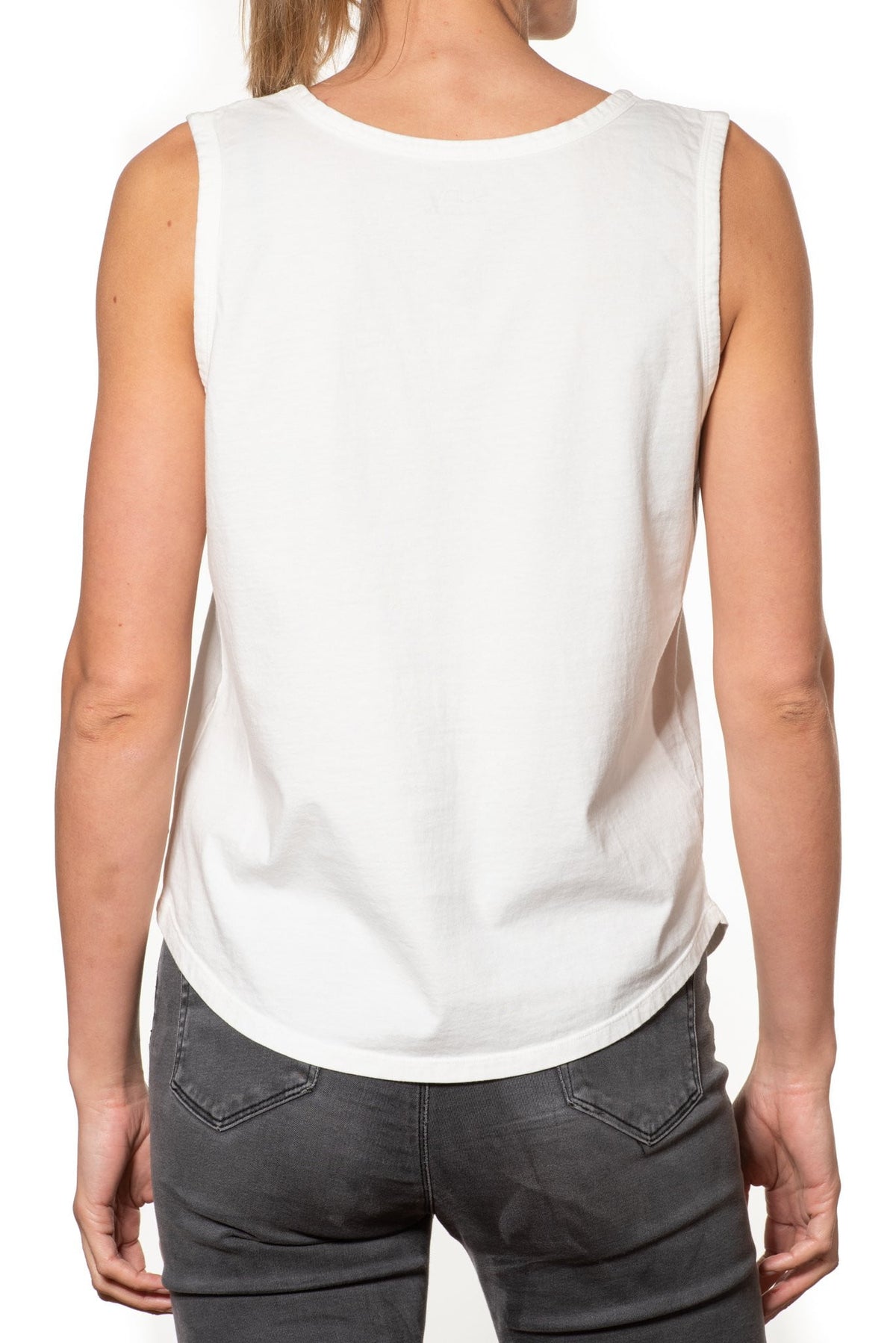 T shirt coton bio eco responsable femme debardeur col rond evase forme ajustée blanc marcel suny